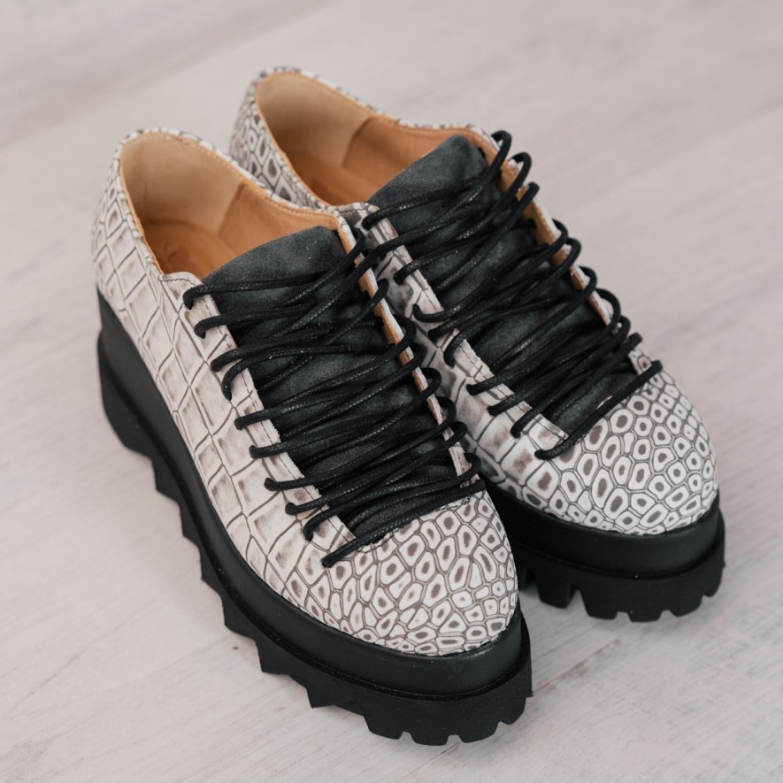 Pantofi - .Lyon - Croco Grey